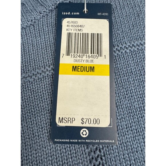 Izod Mens Med Dusty Blue Light Sweater Preppy Casual 90s Cotton NWT - Picture 9 of 12